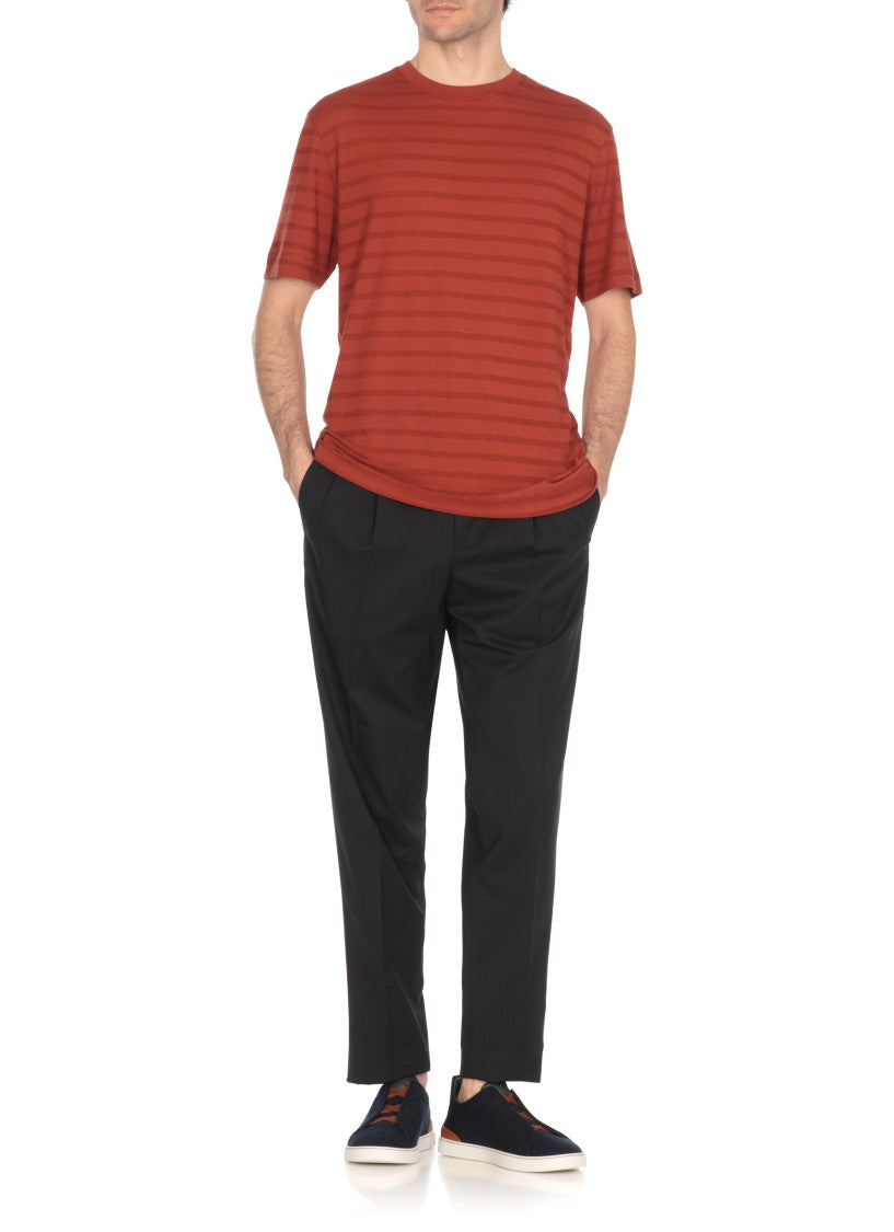 Zegna Orange Striped T-Shirt