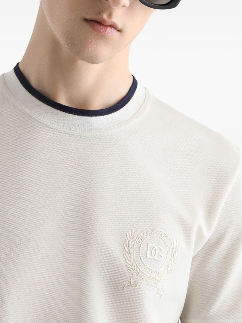 Dolce & Gabbana Short-Sleeve T-Shirt With Embroidered Emblem