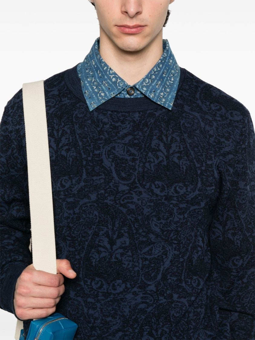 Etro Jacquard Pattern Blue Sweater
