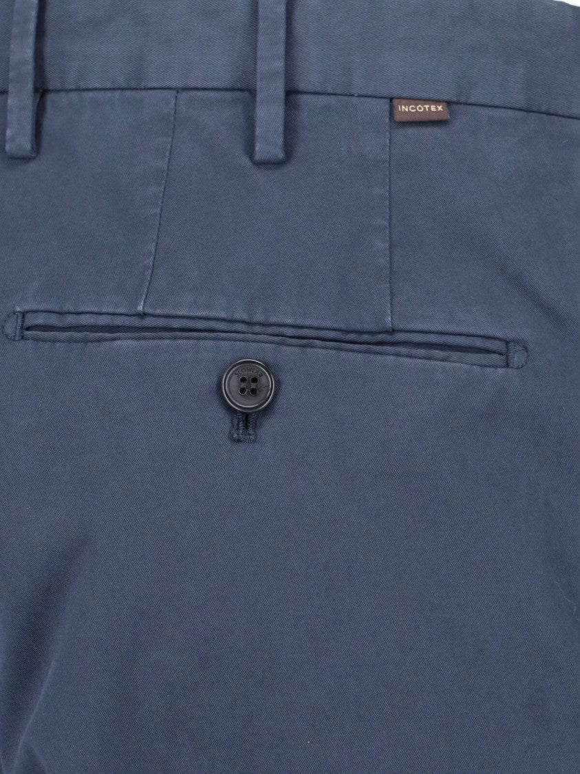 Incotex Blue Mid-Rise Straight-Leg Tailored Trousers