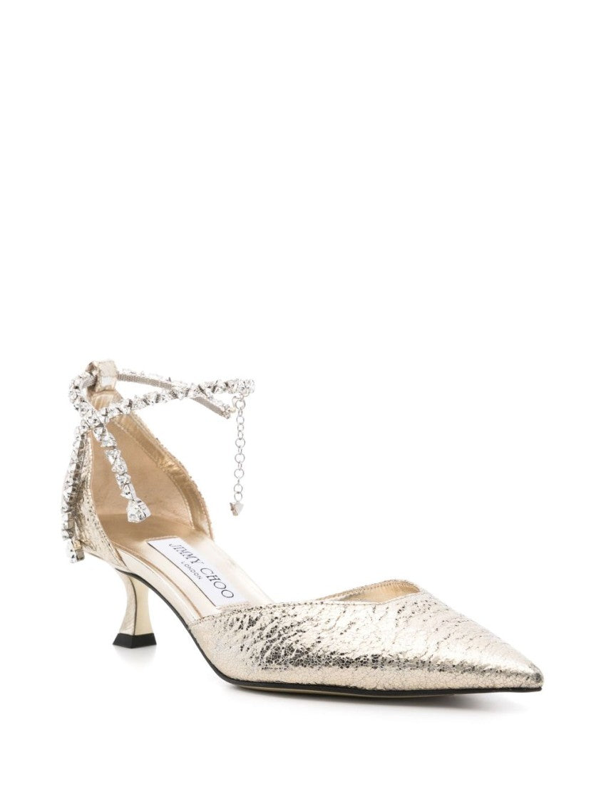 Jimmy Choo Pointed Toe Ankle Strap Heels With Embellished Detail