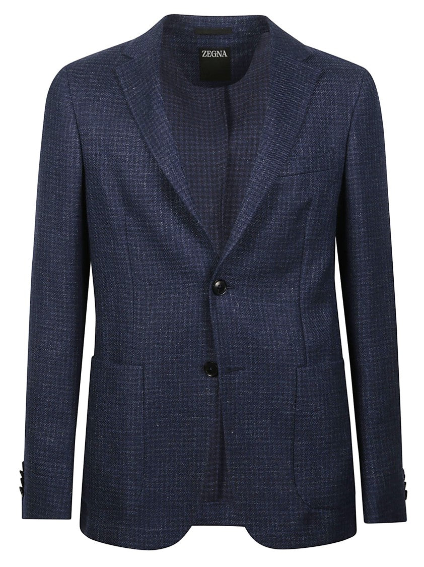 Zegna Blue Lux Tailoring Wool-Linen Blazer
