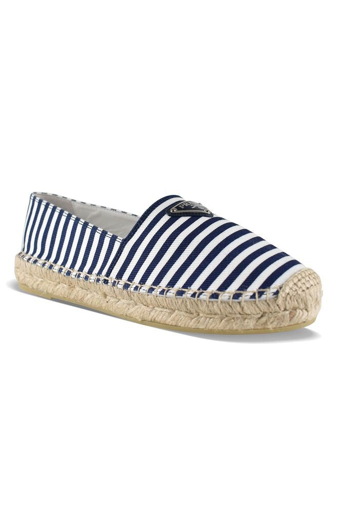 Prada Nautical Canvas Espadrilles With Triangular Metal Logo