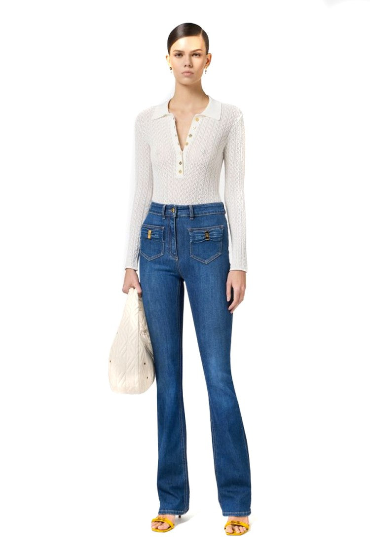 Elisabetta Franchi Flared High-Waisted Denim Jeans