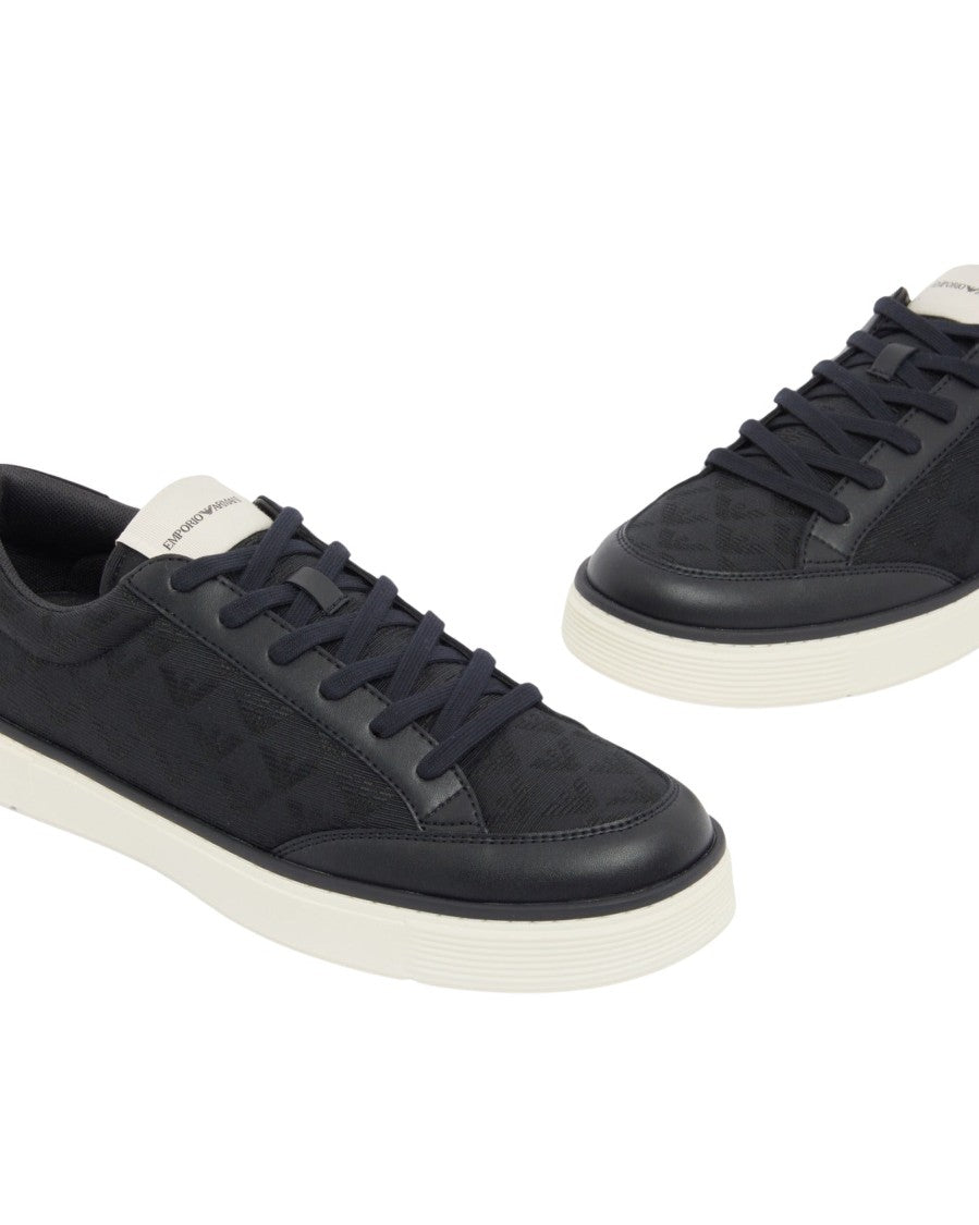 Emporio Armani Jacquard Leather Upper Sneakers