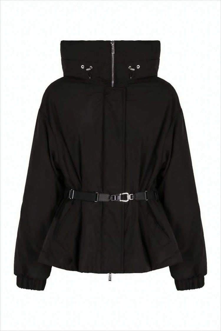 Moorer Padded Jacket With High Collar And Belted Waist