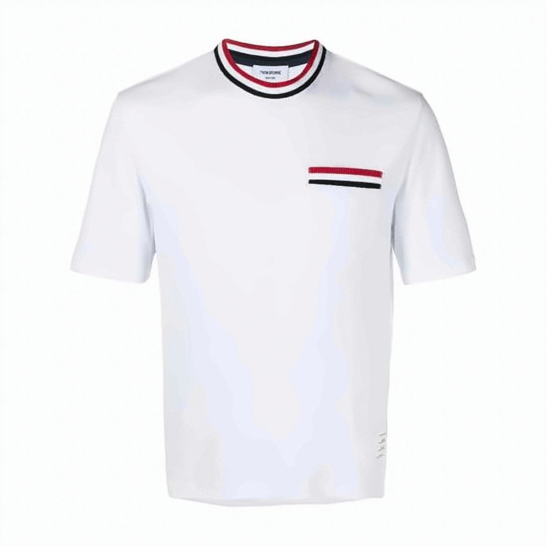 Thom Browne Pointelle Cotton T-Shirt With Striped Accents