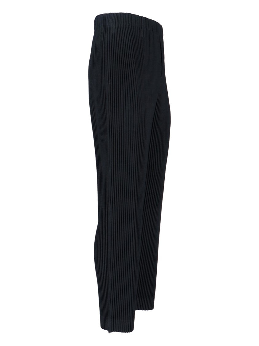 Homme Plissé Issey Miyake Pleated Black Trousers With Elastic Waistband