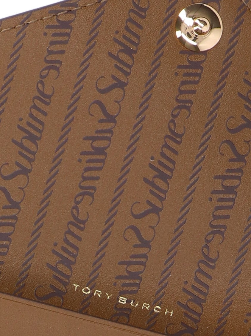 Tory Burch "T Monogram" Bifold Wallet – Brown