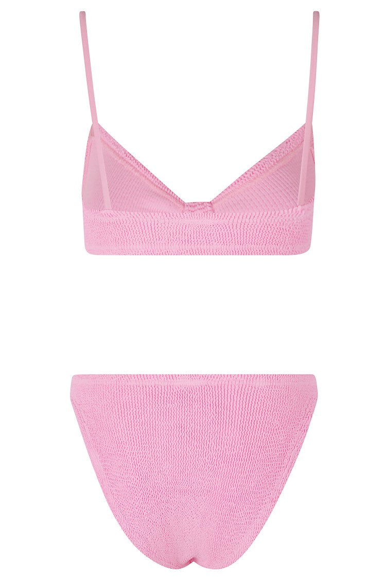 Hunza G Bubblegum Pink Alicia Bandeau Sliding Strap Polyamide Bikini
