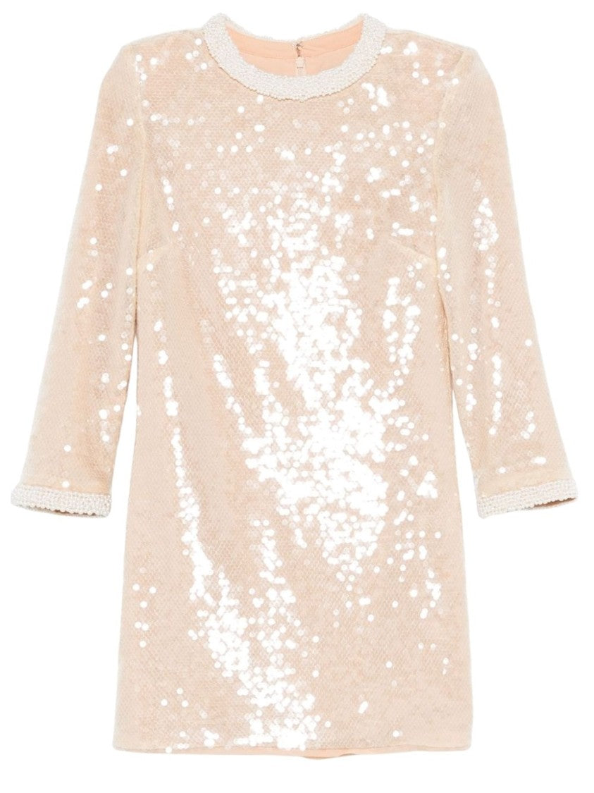 Self-Portrait Sequin Pearl-Trim Mini Dress