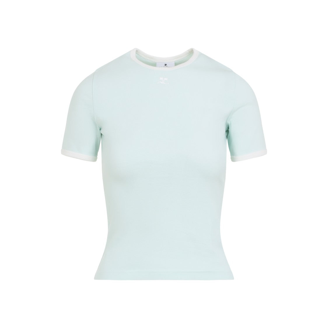 Courrèges Light Mint Blue Cotton Signature T-Shirt