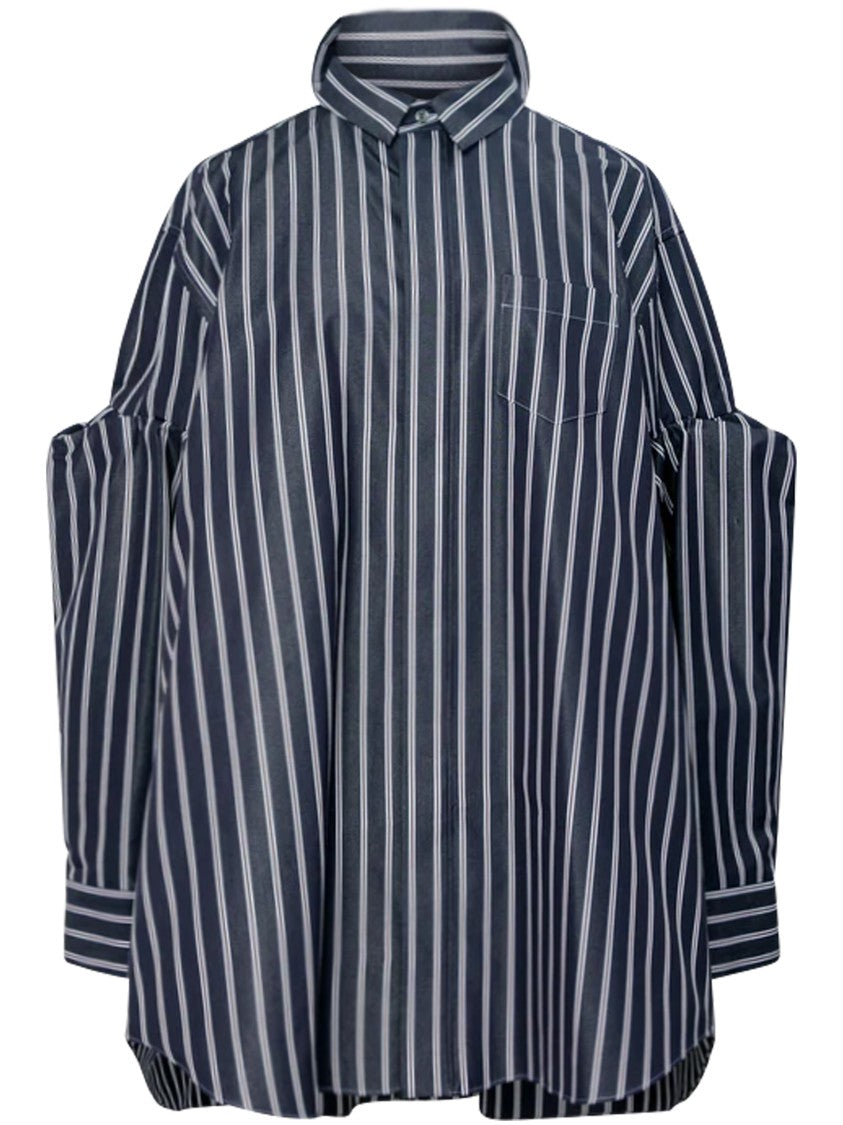 Sacai Oversized Black Poplin Shirt With Unique Elbow Cut-Outs