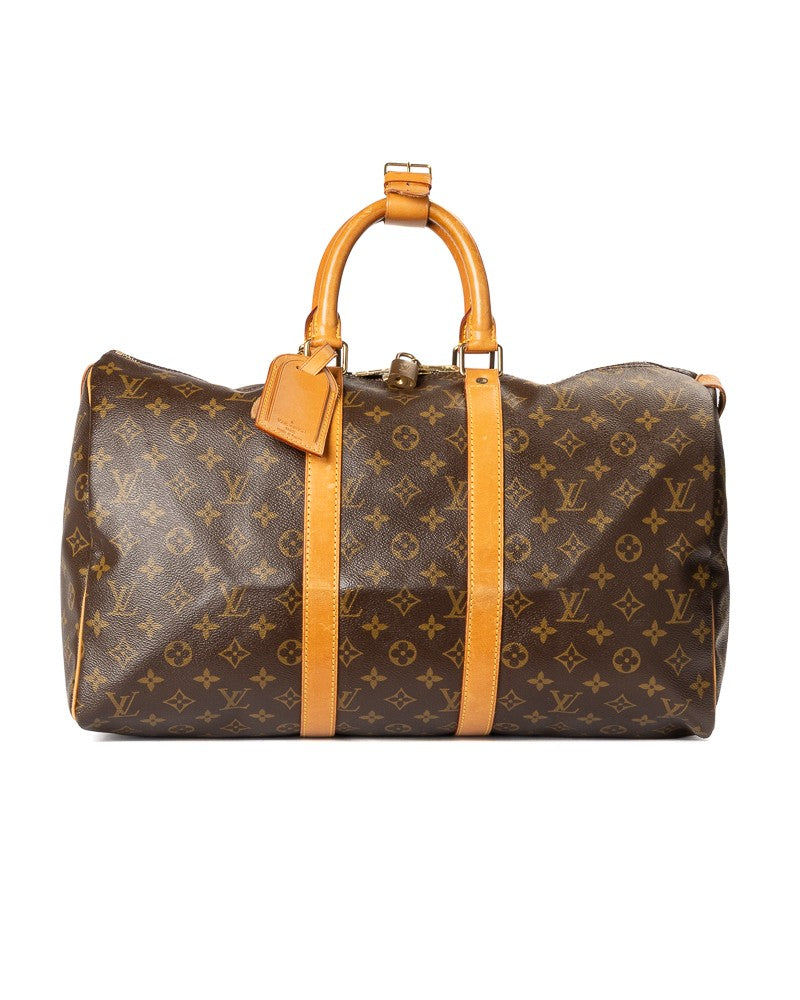 Louis Vuitton Brown Canvas Keepall 45 Duffle Bag