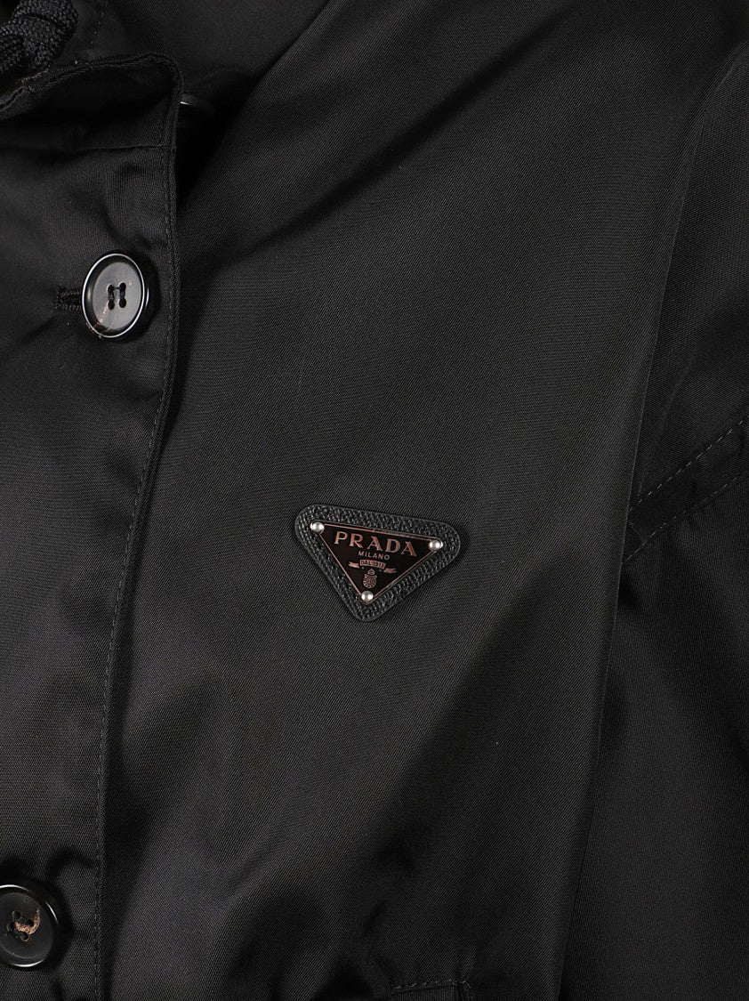 Prada Double-Breasted Black Jacket With High Collar And Tailored Fit