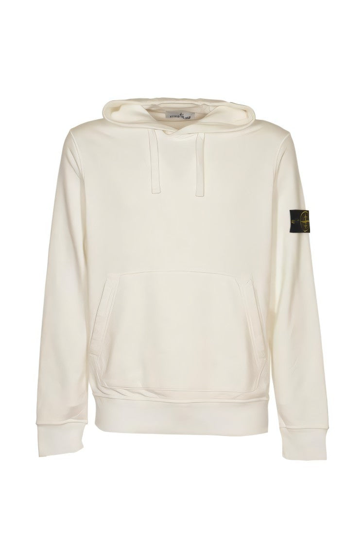 Stone Island White Cotton Hoodie