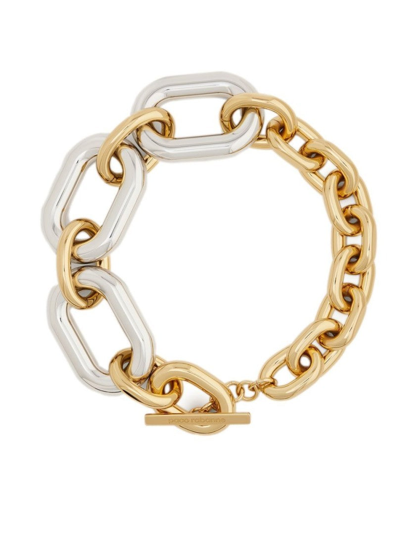 Rabanne Chain Link Bracelet In Gold And Silver Finish