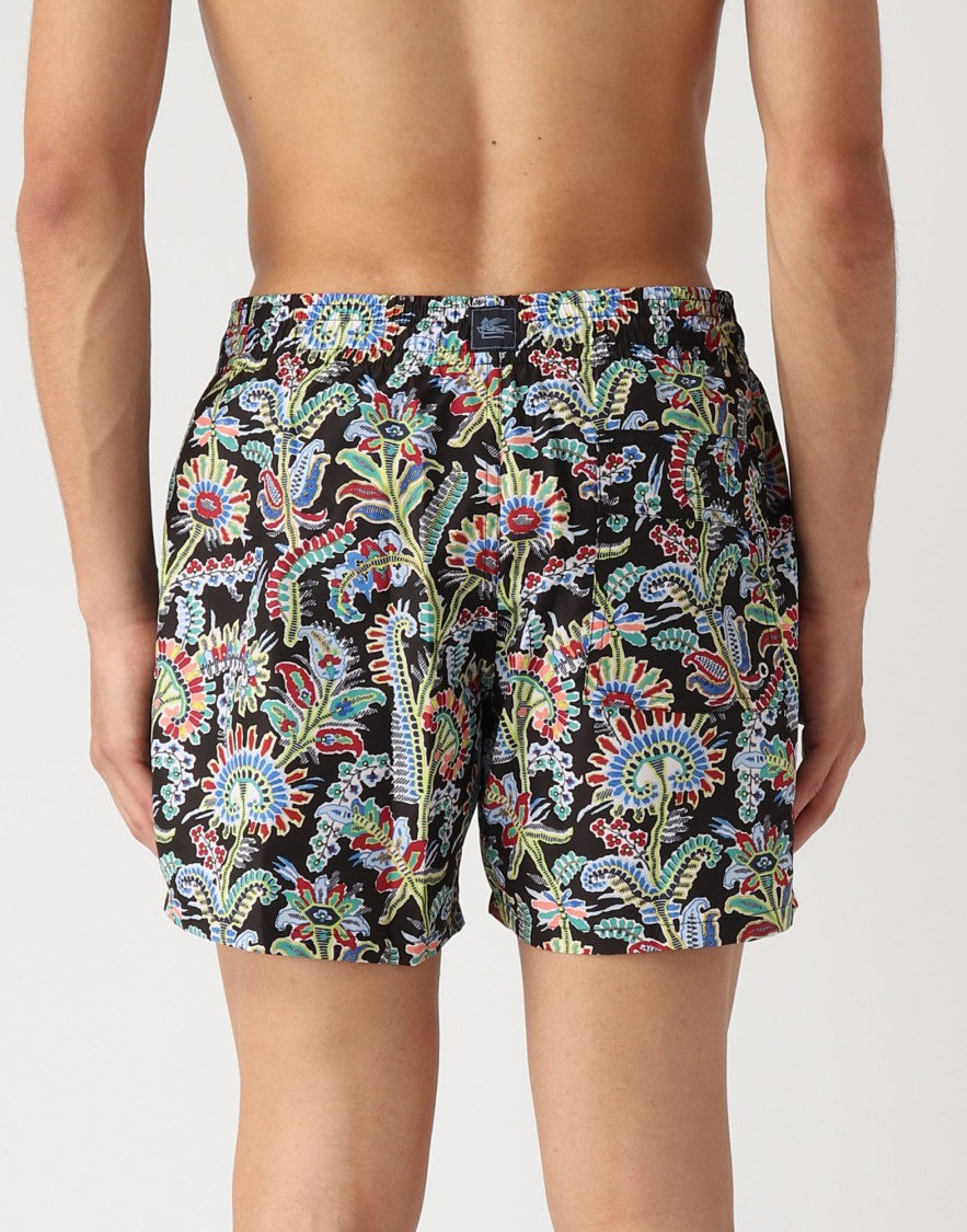 Etro Paisley Print Logo Swim Shorts