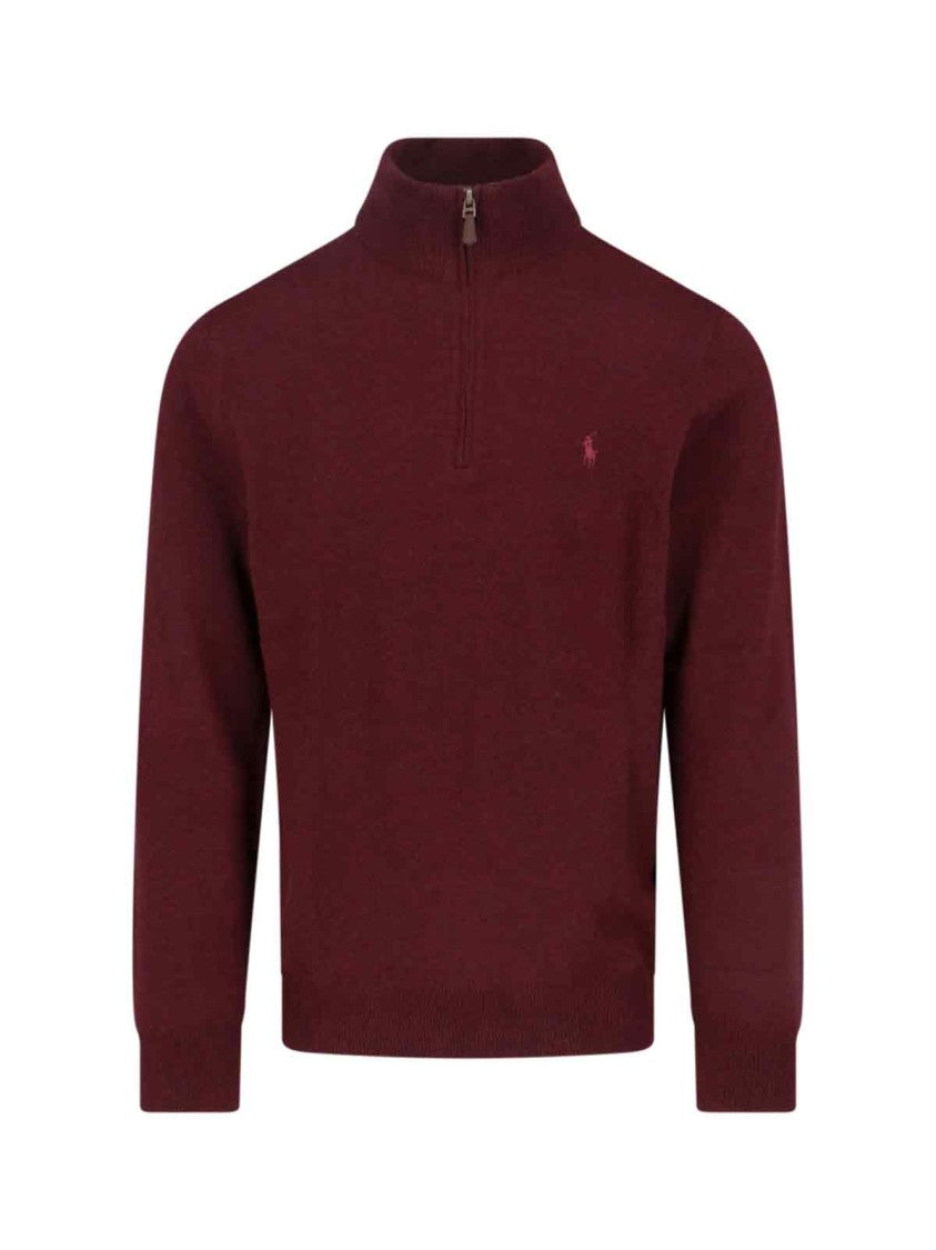 Polo Ralph Lauren Logo Zip Sweater – Burgundy
