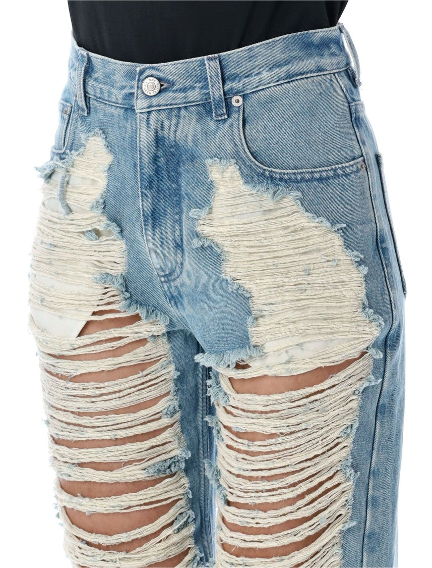 Mm6 By Maison Margiela Distressed Light Blue Denim Jeans