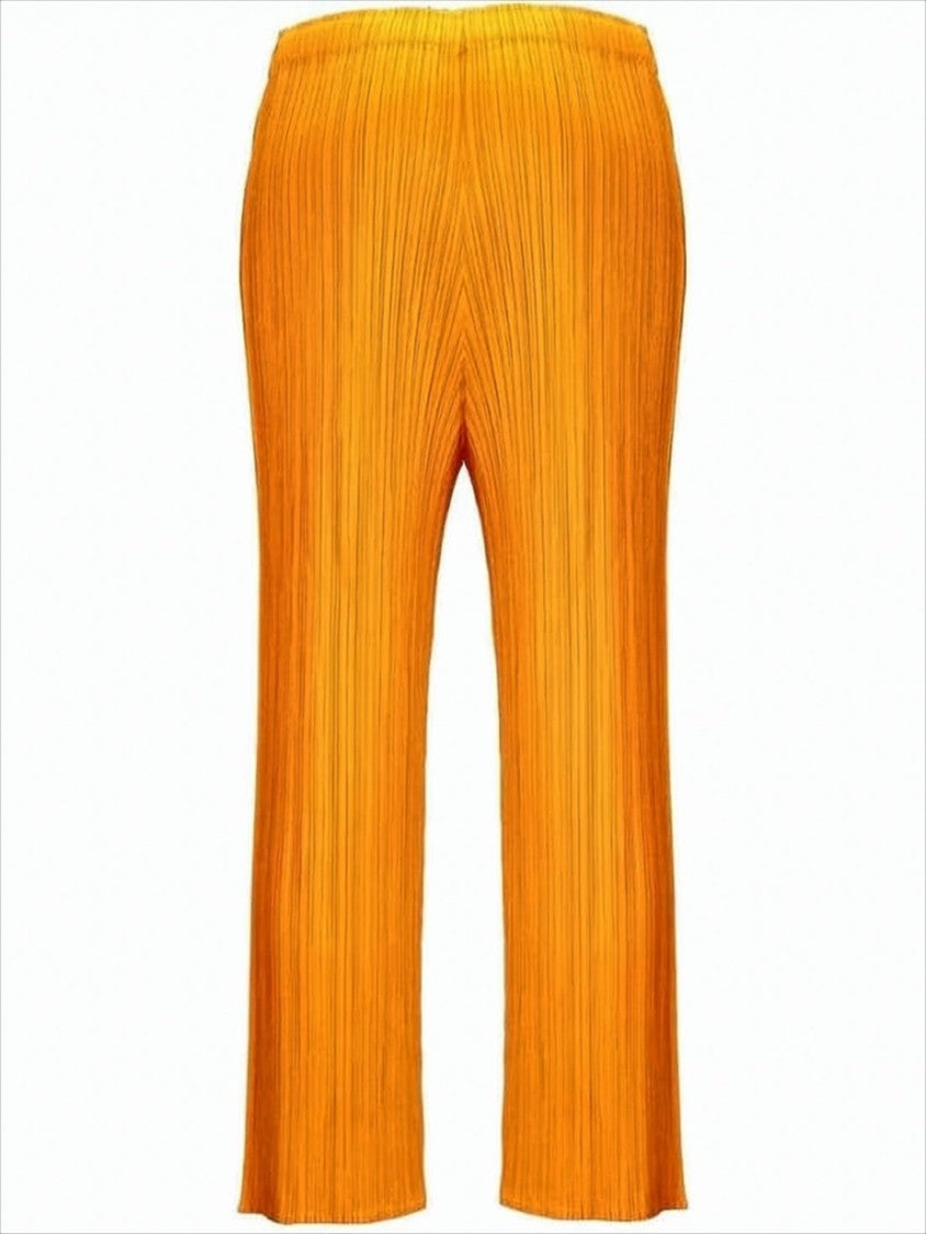 Pleats Please Orange Pleated Wide-Leg Pants