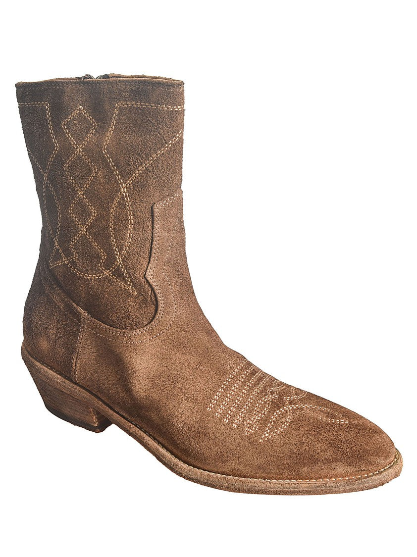 Fauzian Jeunesse Classic Western Ankle Boots With Intricate Stitching