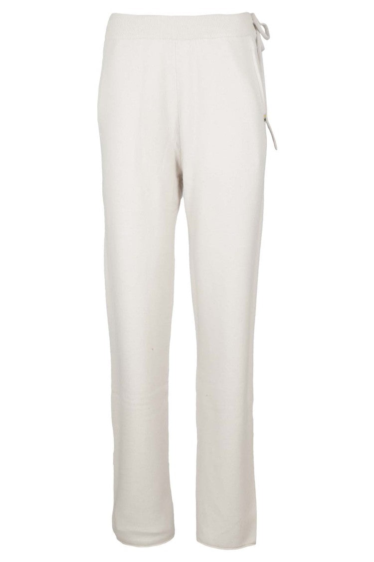 Extreme Cashmere Raw-Edge White Cashmere Pants