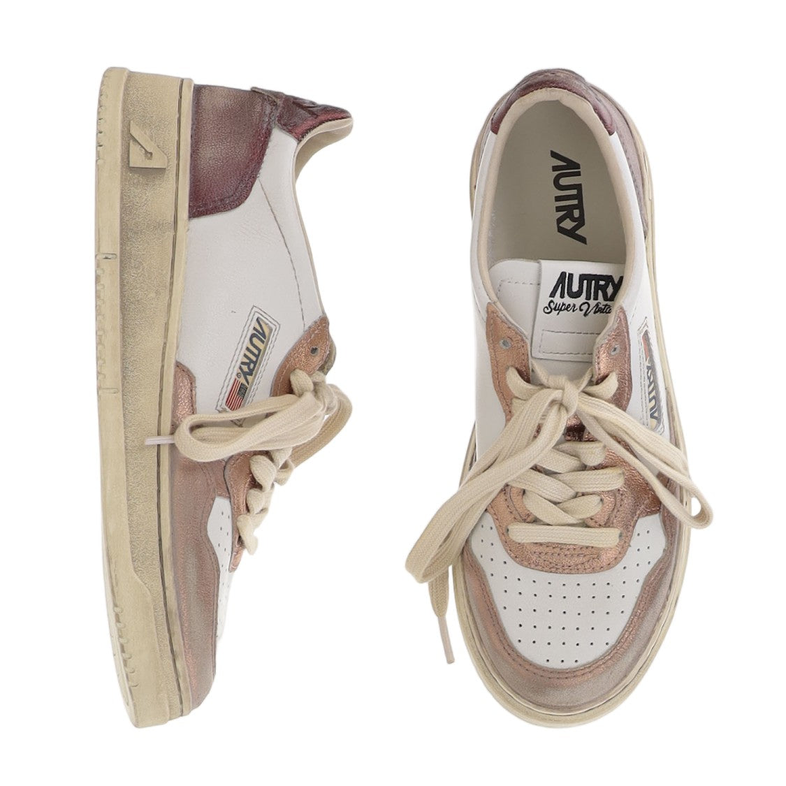 Autry Leather Sneakers With Vintage Color-Block Design And Logo Details