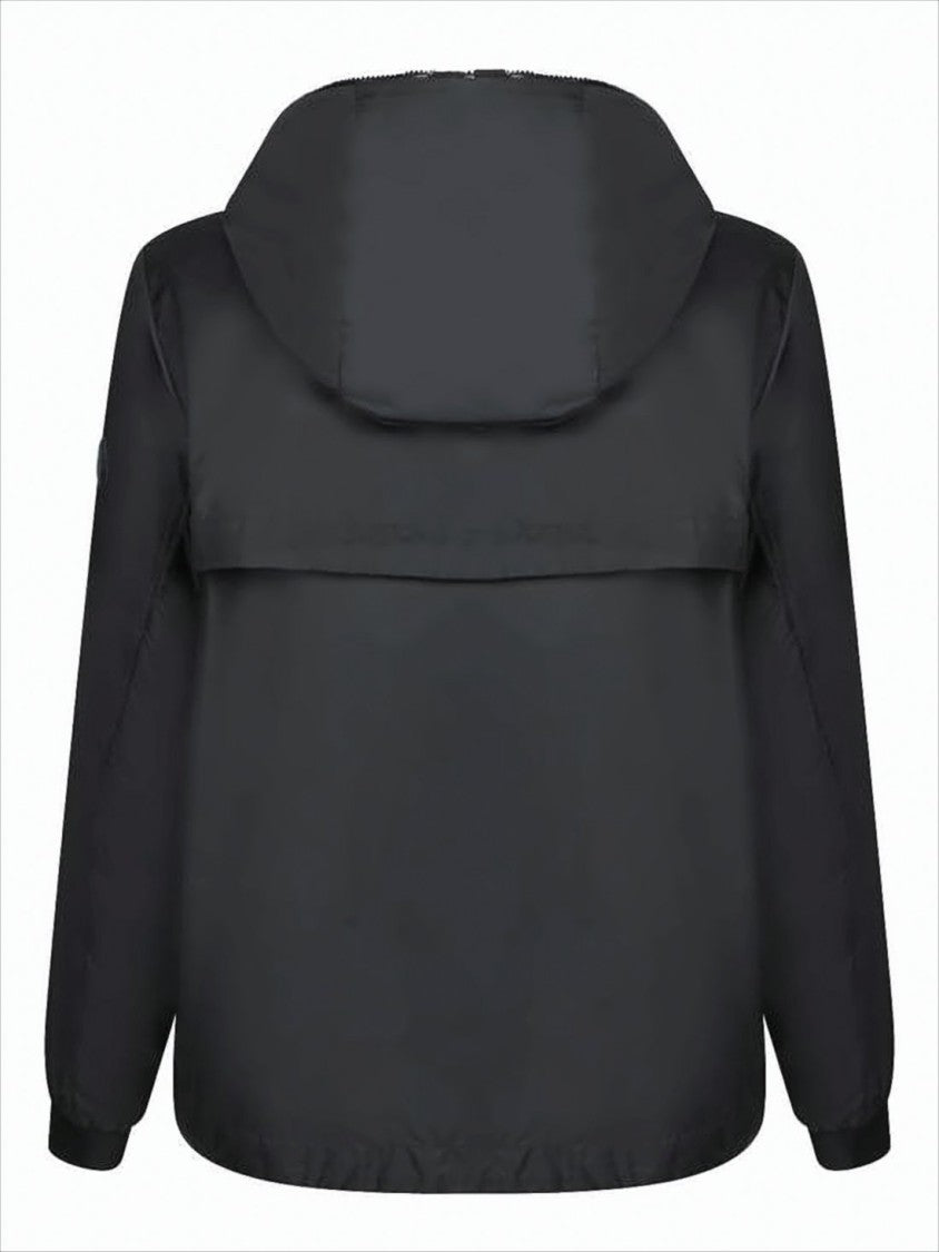 Moncler Polyamide-Exterior Black Jacket With Hood And Flap Detail