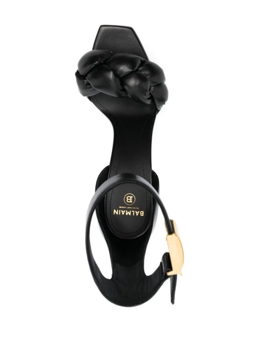 Balmain Uma-Braided Black High-Heeled Sandals