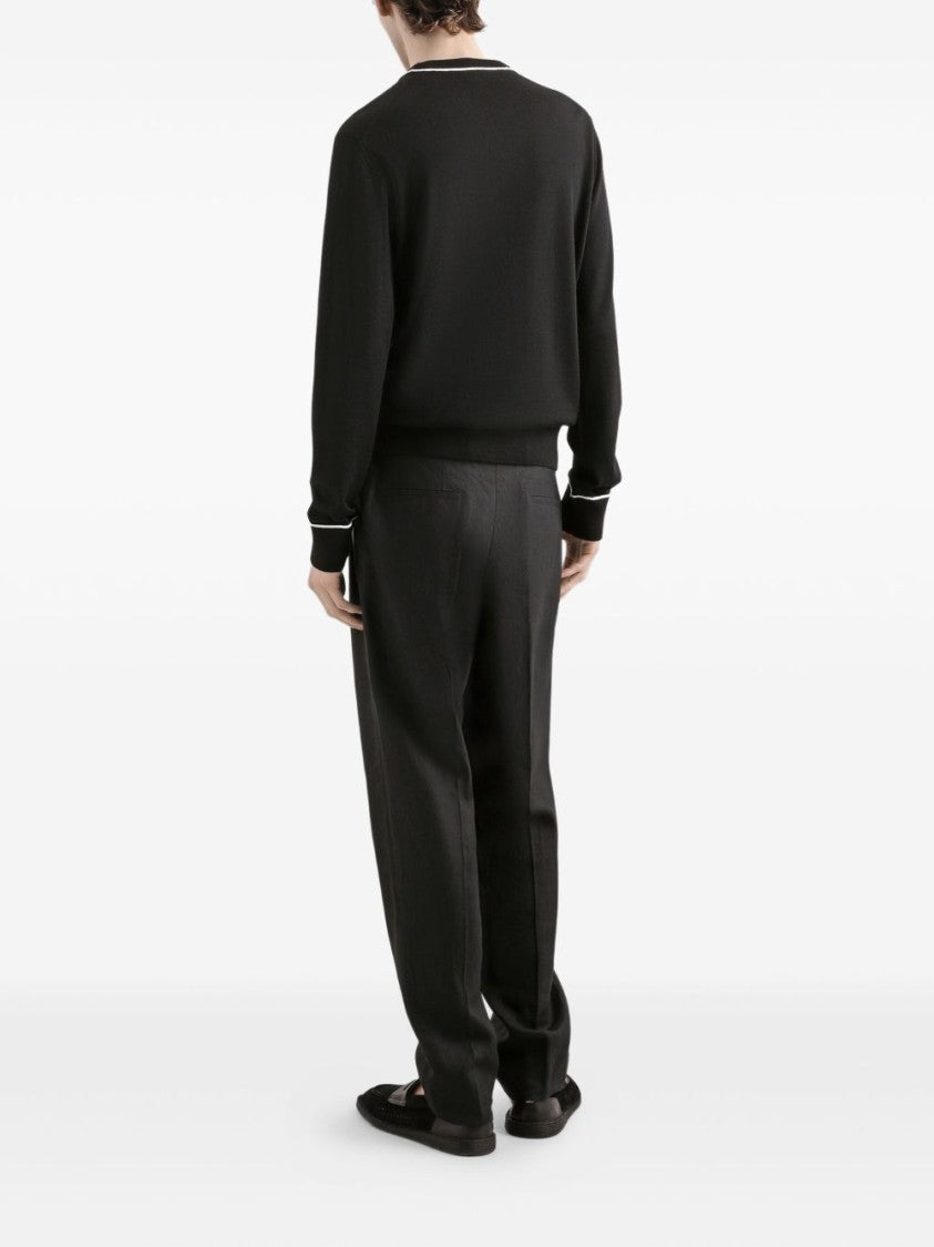 Dolce & Gabbana Crew Neck Black Wool Sweater