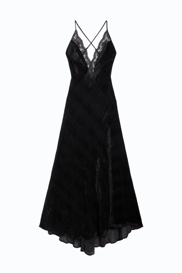 Ermanno Black Lace-Trim Viscose-Blend Maxi Dress