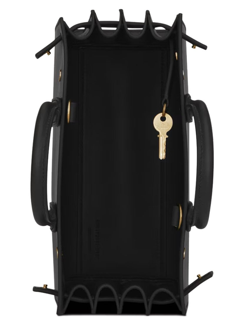 Saint Laurent Structured Black Calf Leather Nano Handbag