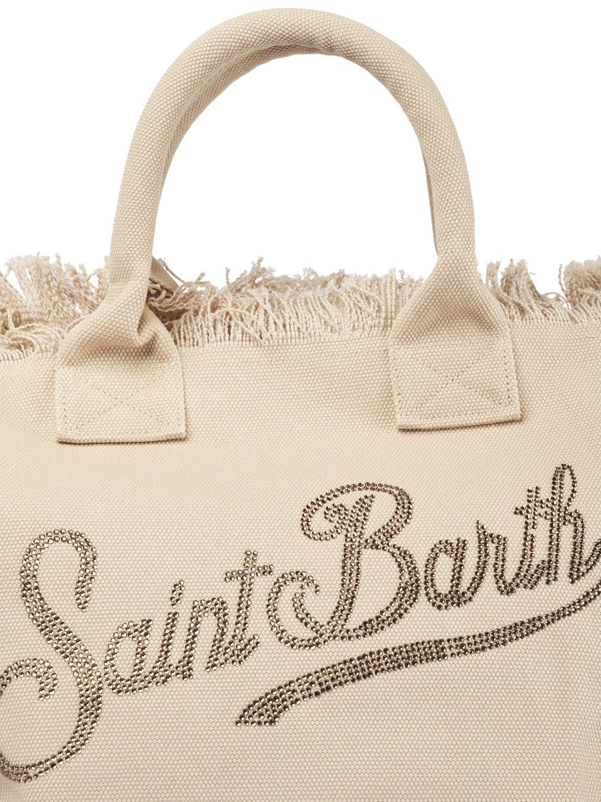 Mc2 Saint Barth Neutral Vanity Fabric Fringed Shoulder Bag