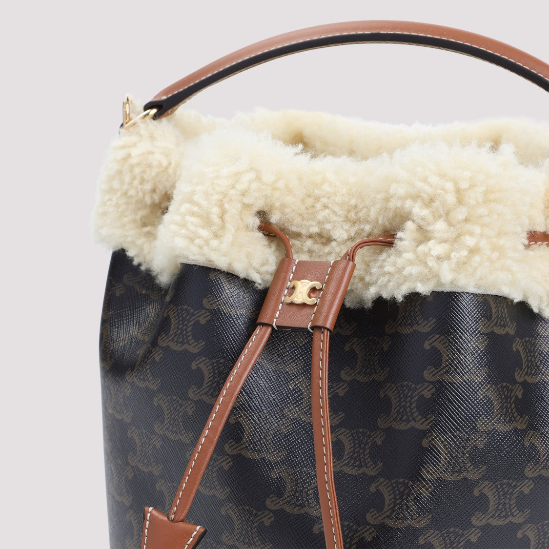 Celine Tan Brown Cotton Clara Bucket Bag