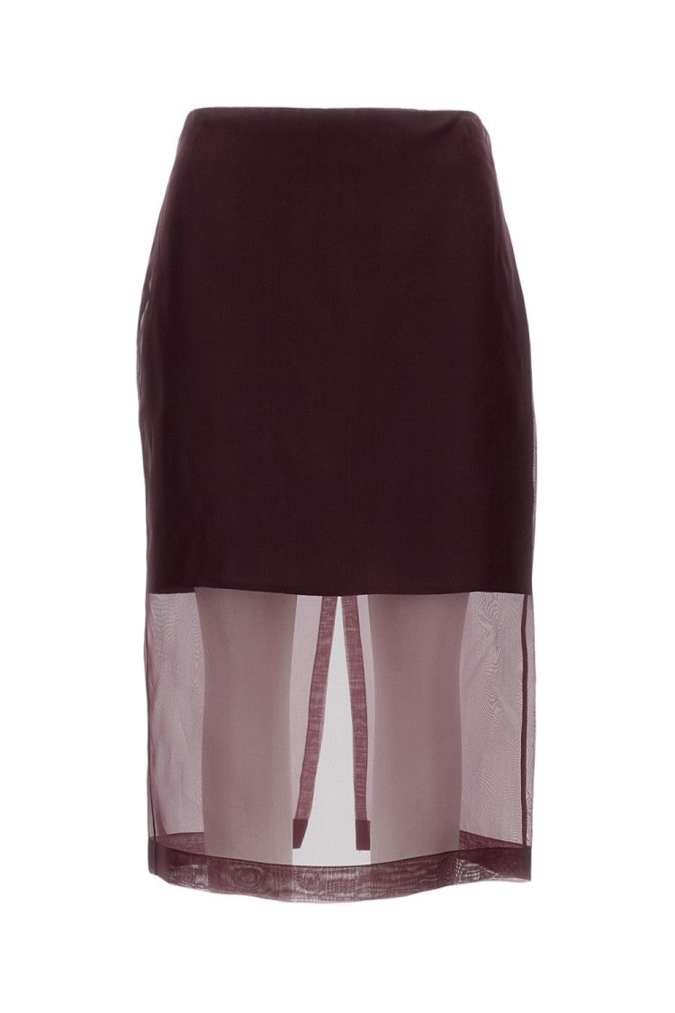 Federica Tosi Organza Silk Midi Skirt With Distinctive Rear Slit