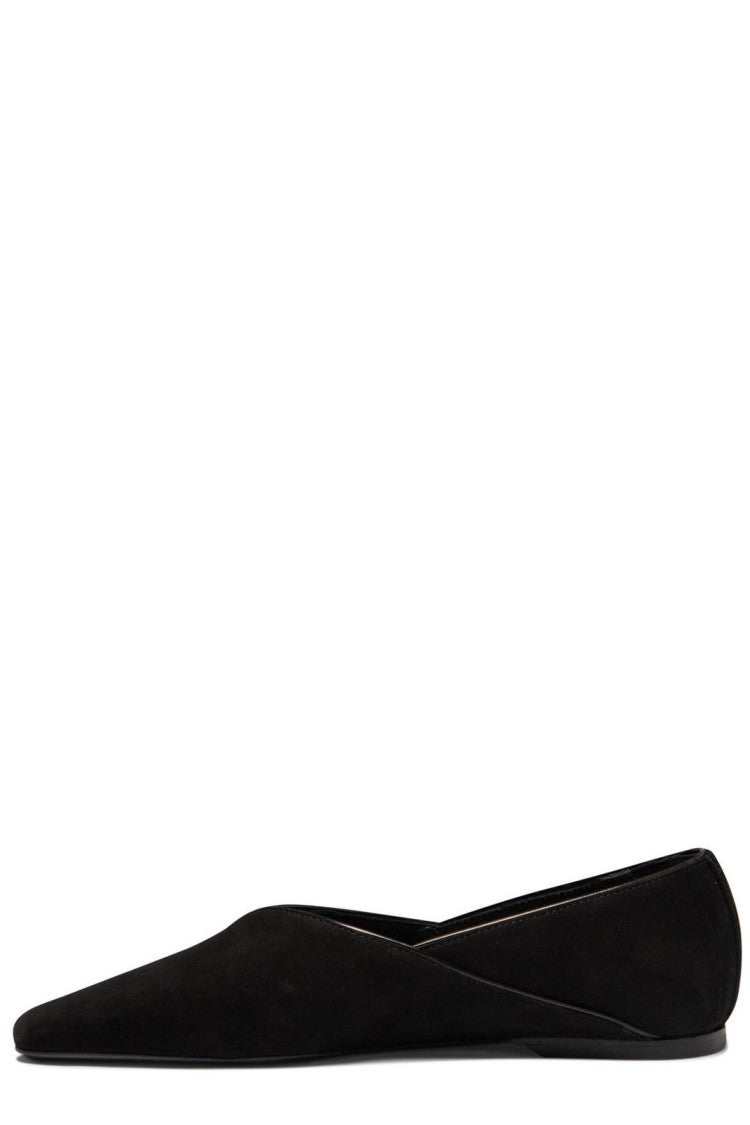 Totême Suede Flat Shoes With Pointed Toe Design By Totême