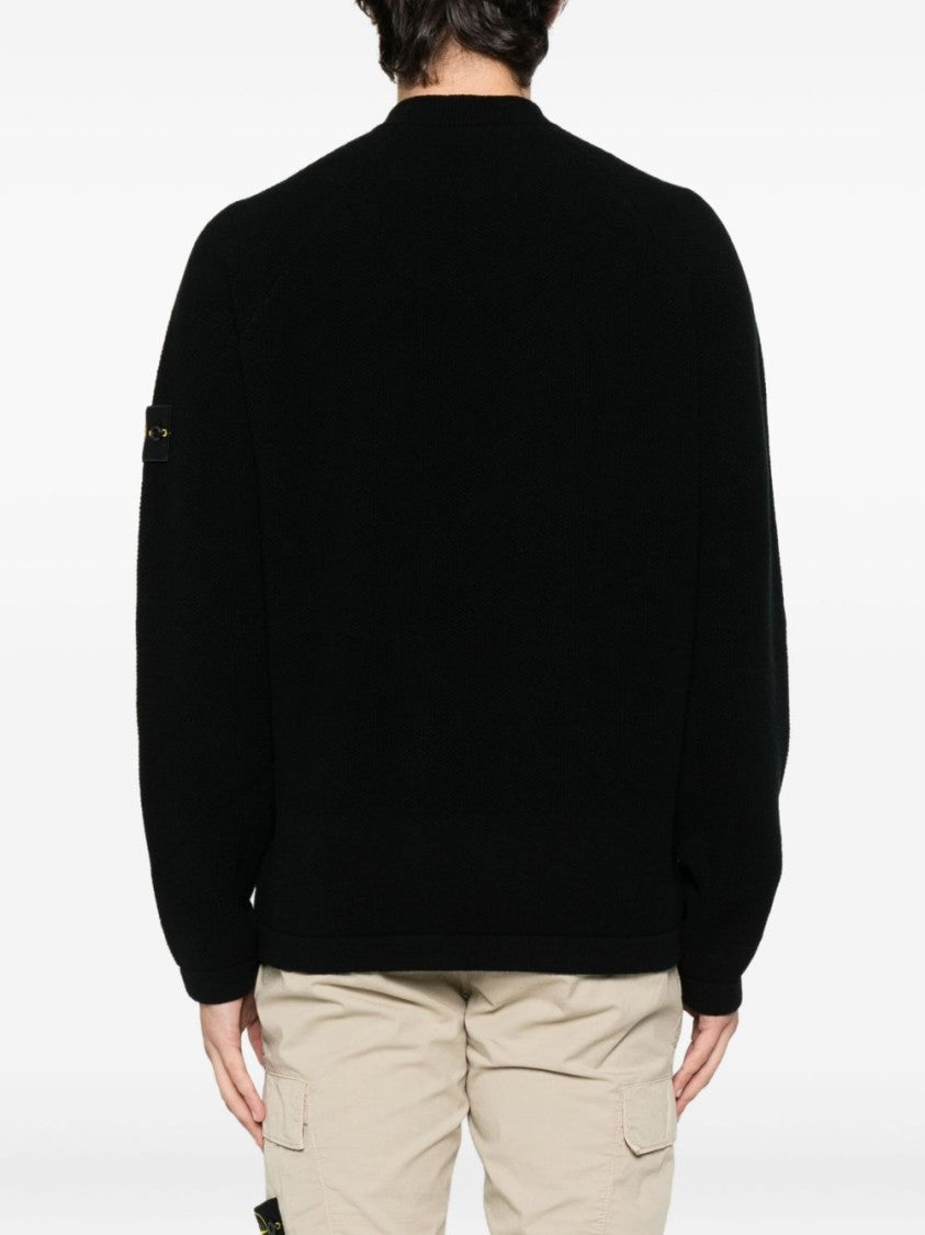 Stone Island Textured Honeycomb Stitch Mock Neck Sweater