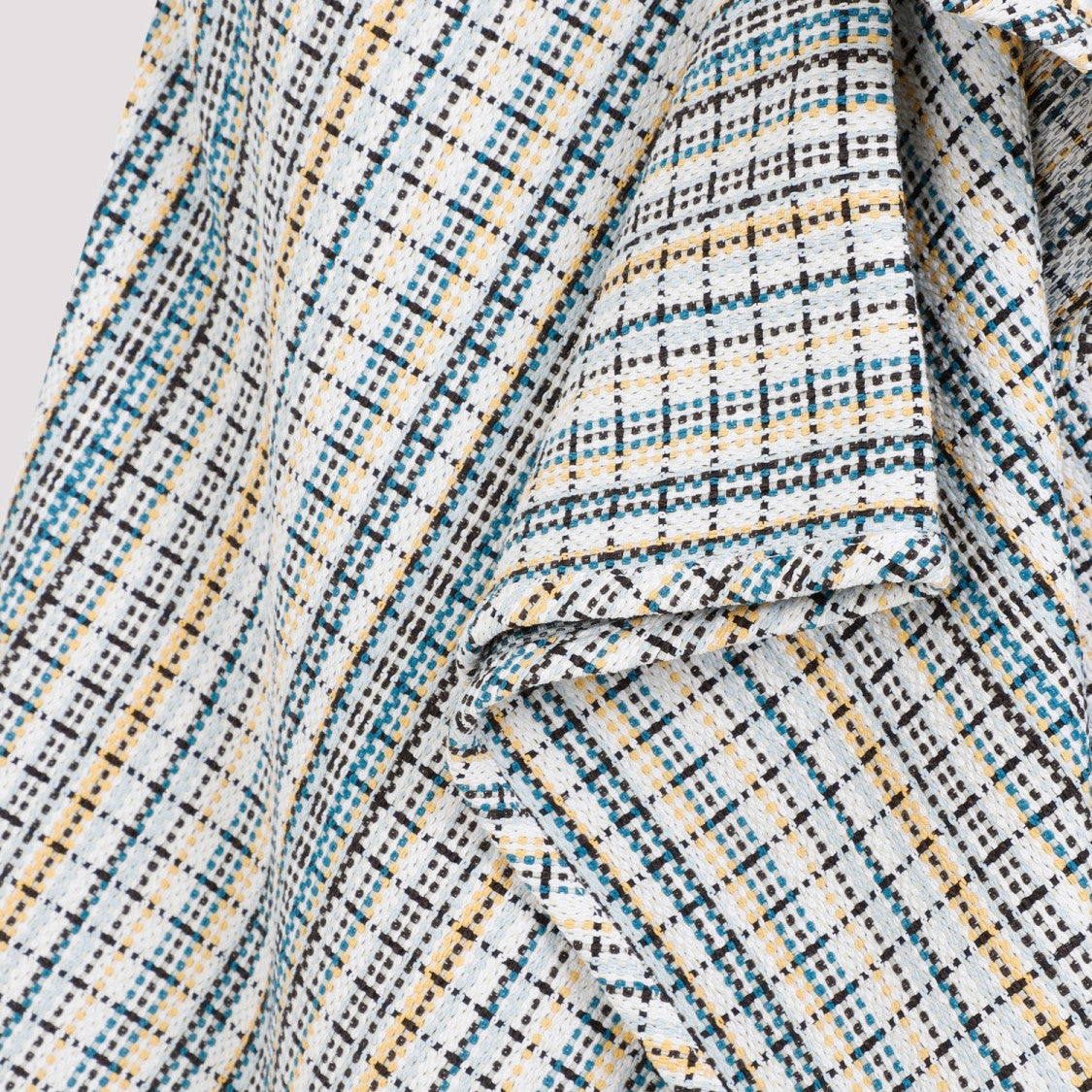 Bottega Veneta White Cotton Check Skirt