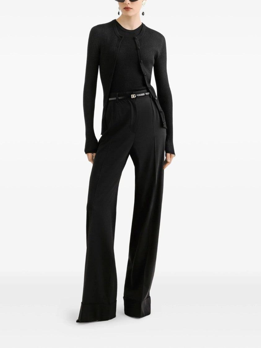 Dolce & Gabbana High-Waisted Wide-Leg Tailored Wool Trousers