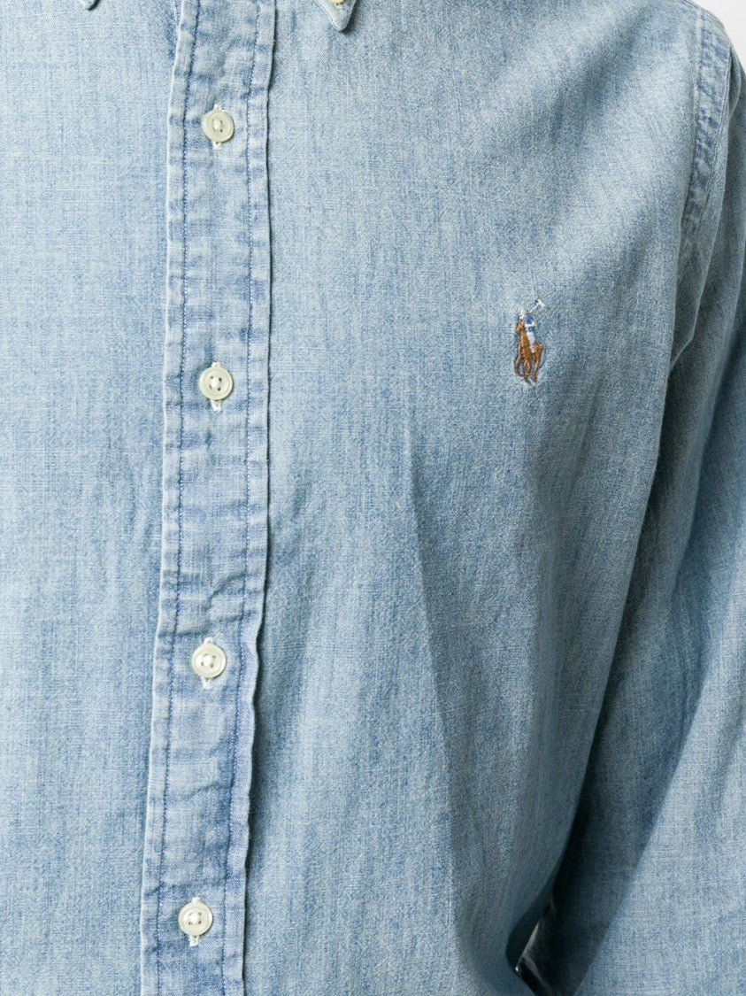 Polo Ralph Lauren Light Blue Denim Shirt With Classic Collar