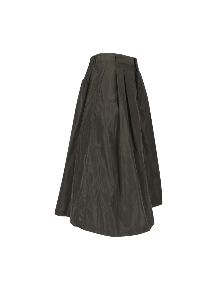 Aspesi Green Technical Fabric Elastic Waist Midi Skirt