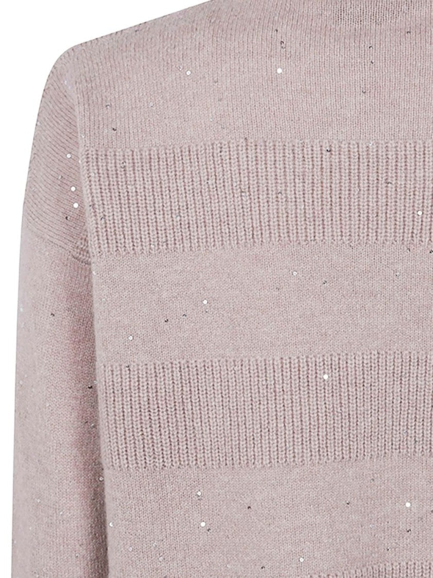 Dexterior Beige Knit Sweater With Turtleneck