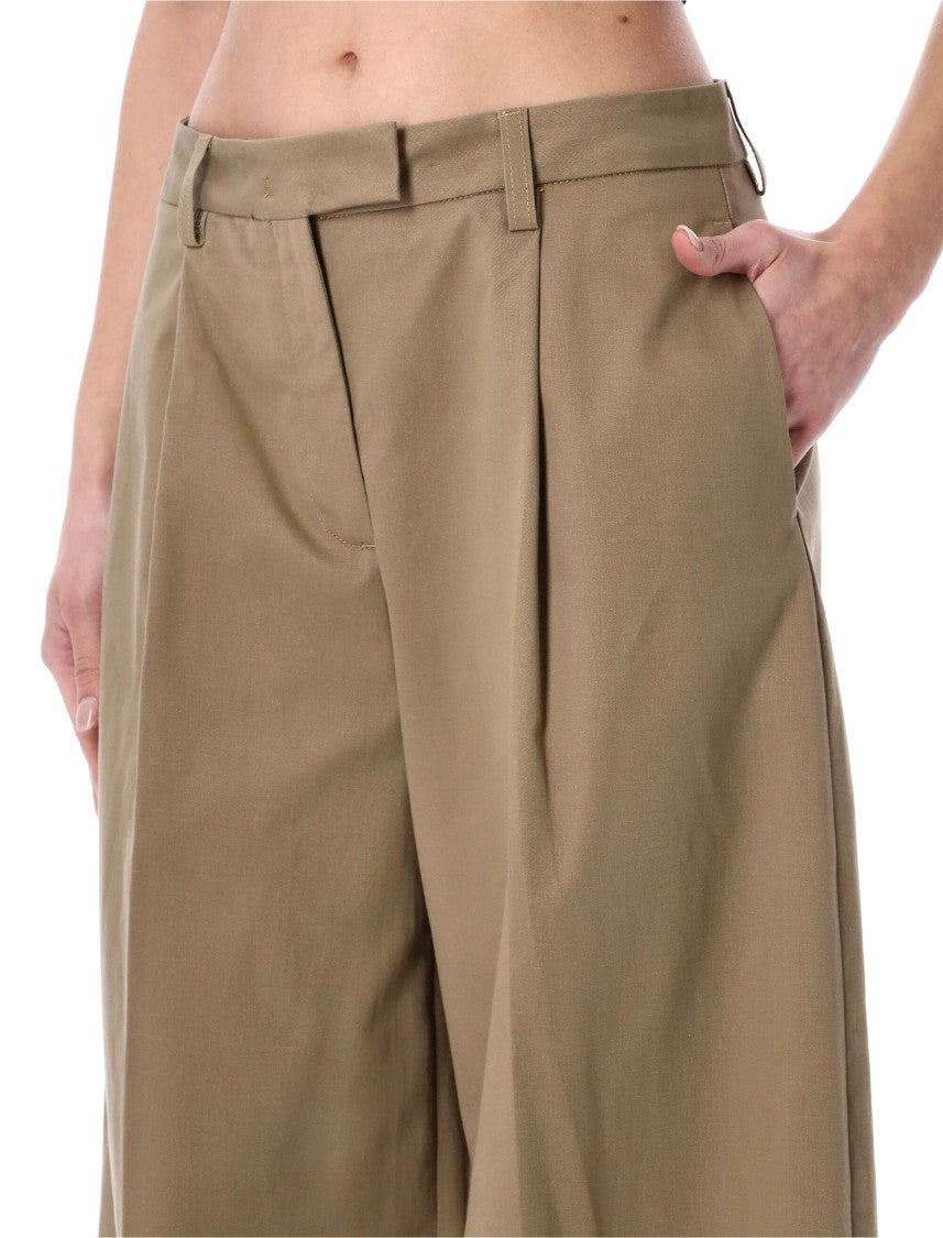 The Latest Deva Wide Leg Cotton Tailored Trousers