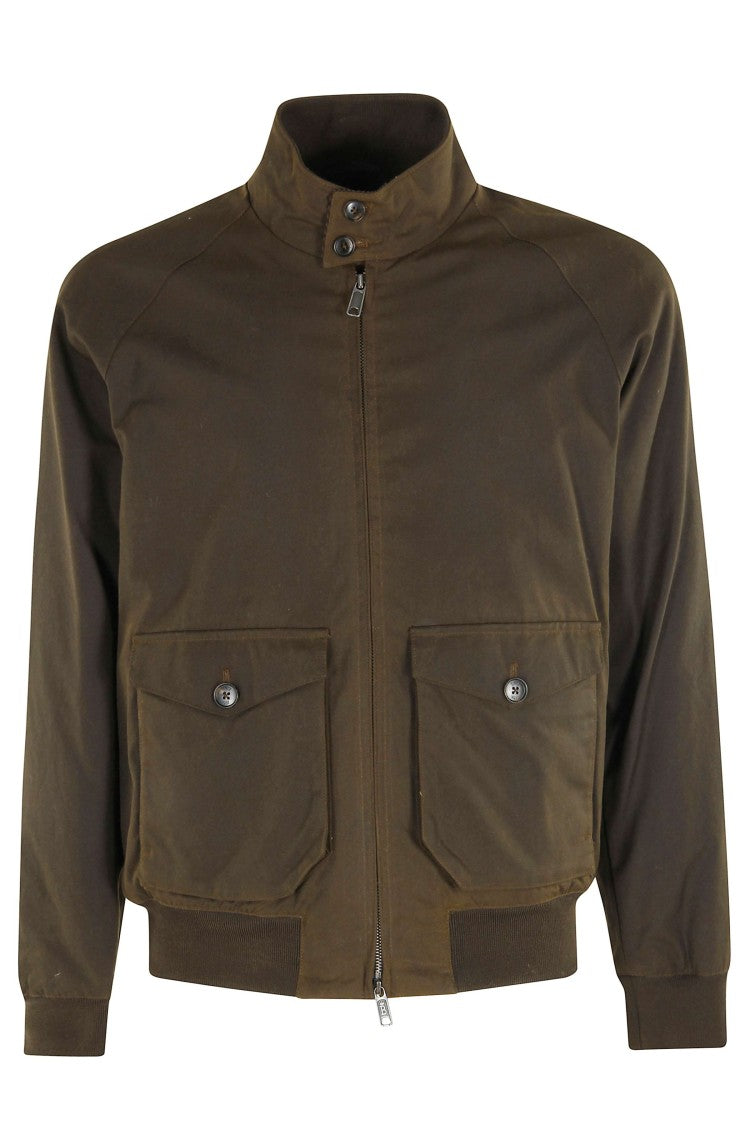 Baracuta Dark Green Cotton Bomber Jacket With Fleece Lining And Flap Pockets