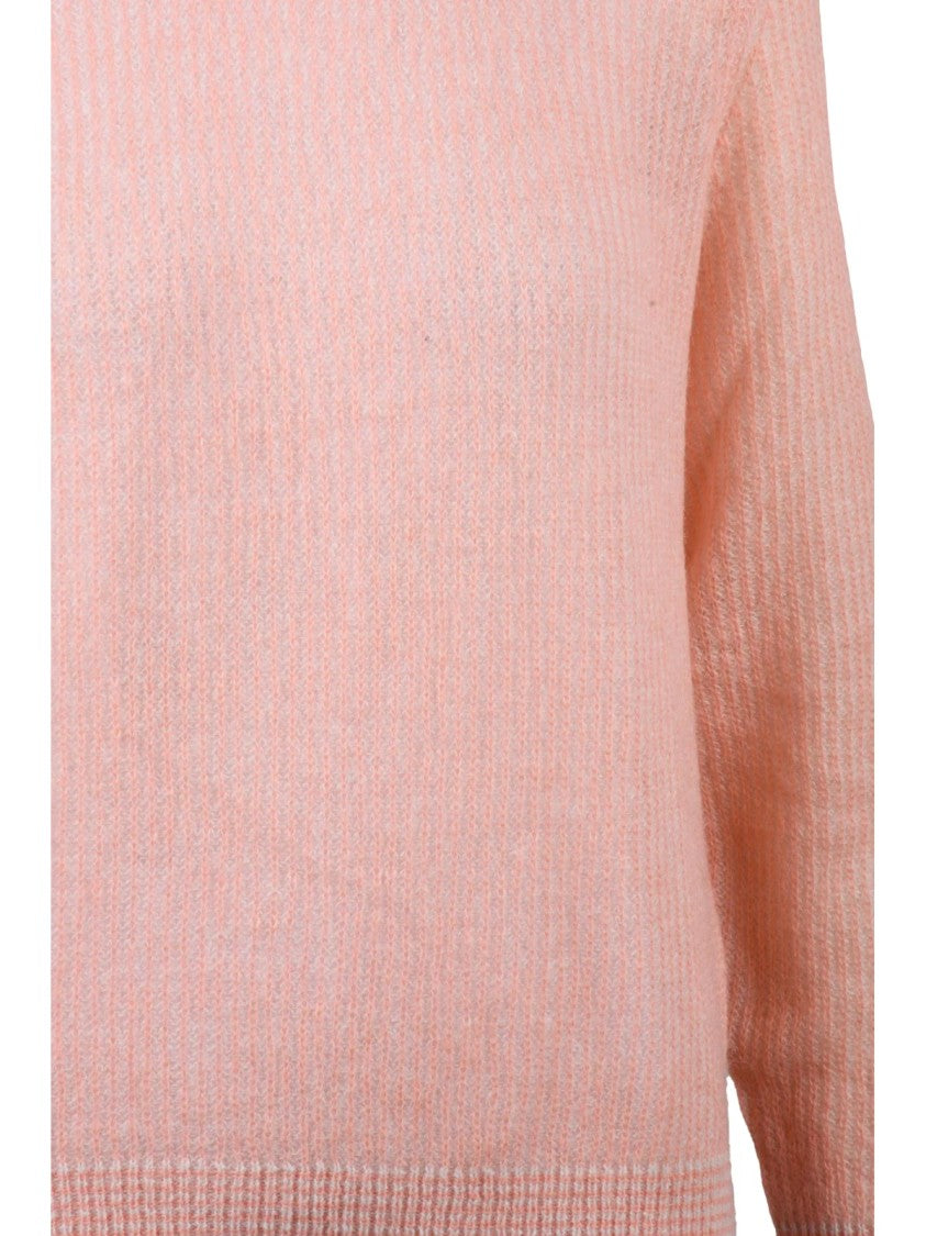 Peserico Baby Alpaca Crewneck Sweater With Raglan Sleeves In Pastel Pink