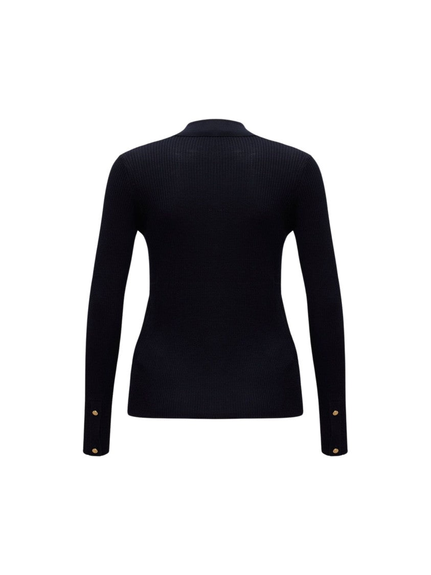 Max Mara Beige Limone V-Neck Wool Cardigan