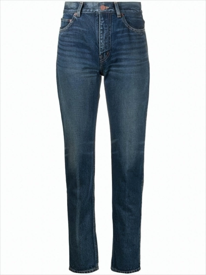 Saint Laurent Straight-Leg Denim Pants With Five-Pocket Design