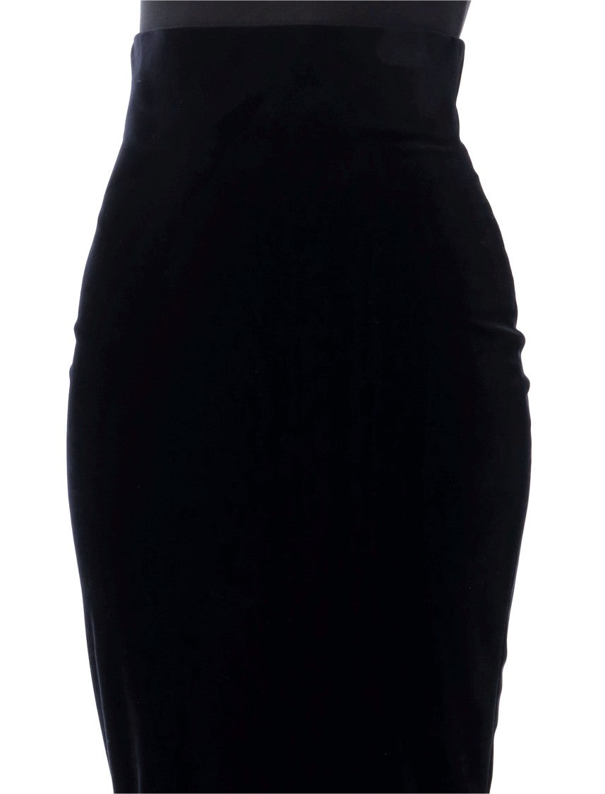 Alberta Ferretti Black Fitted High-Waist Midi Skirt