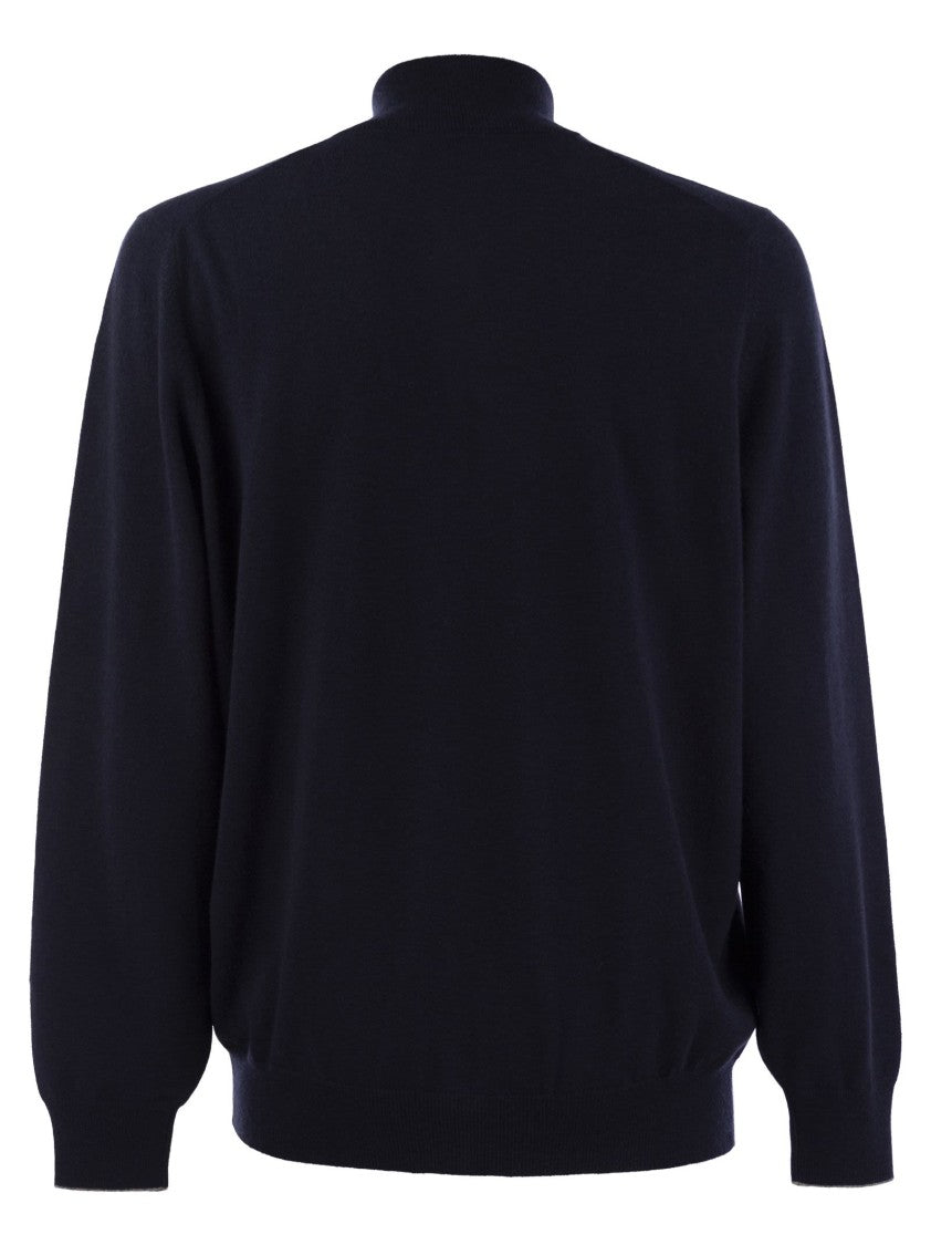 Brunello Cucinelli High-Necked Cashmere Cardigan With Zip